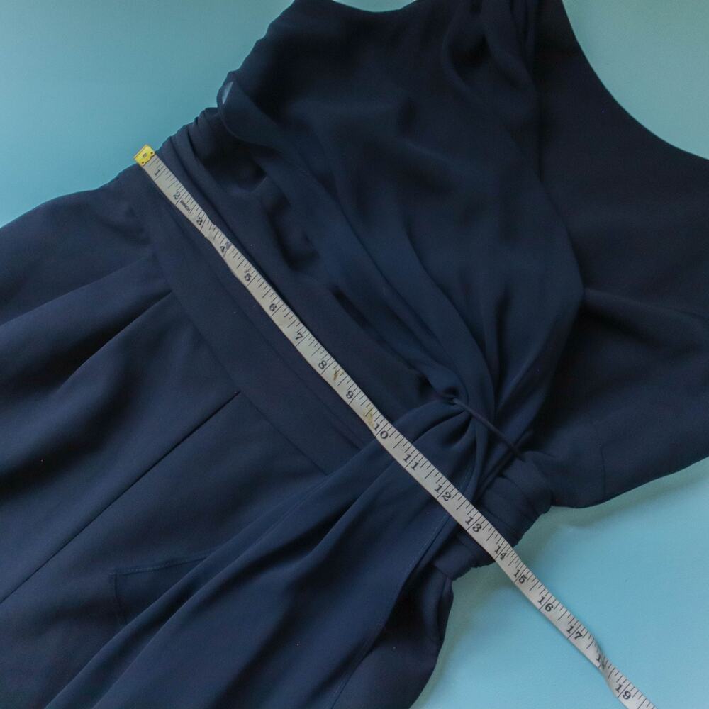 Eliza J Navy Sleeveless V Neck Wide Leg Jumpsuit Size 8 Chiffon Formal - Picture 6 of 10